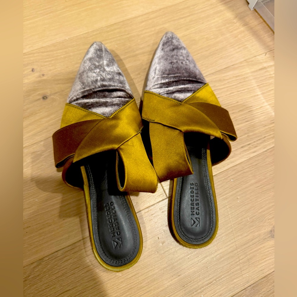 Mercedes Castillo Suede Silk mule slippers